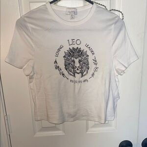 Topshop White Leo Graphic Crop Top